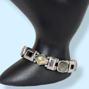 (2/$20) Dyed Abalone Cut-Out Link Stretch Bracelet